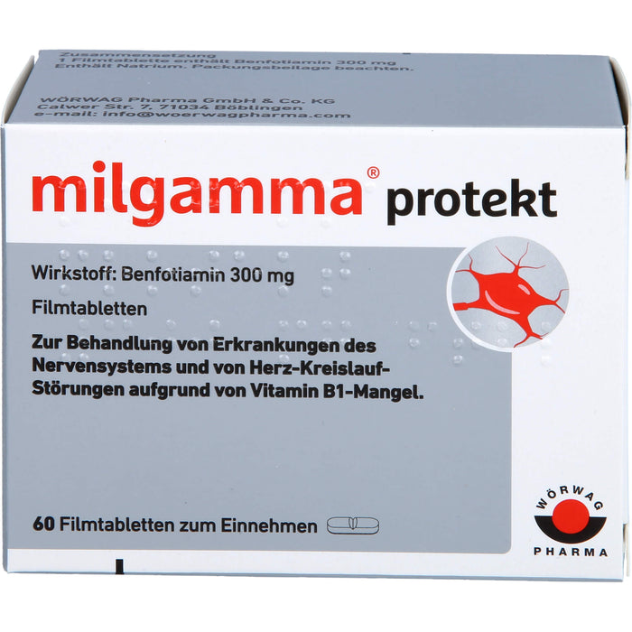 milgamma protekt 300 mg Tabletten bei Erkrankungen des Nervensystems und von Herz-Kreislauf-Störungen, 60 pc Tablettes