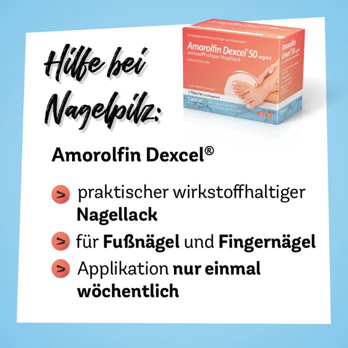 Amorolfin Dexcel 50 mg/ml Lösung bei Nagelpilzinfektionen, 2.5 ml Vernis à ongles contenant une substance active