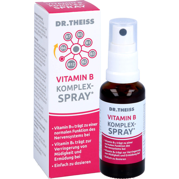 Dr. Theiss Vitamin B Komplex-Spray für eine normale Funktion des Nervensystems und zur Verringerung von Müdigkeit, 30 ml Lösung