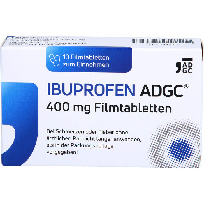 Ibuprofen ADGC 400 mg Filmtabletten bei Schmerzen oder Fieber, 10 pcs. Tablets