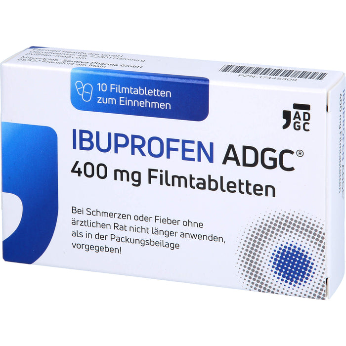 Ibuprofen ADGC 400 mg Filmtabletten bei Schmerzen oder Fieber, 10 pc Tablettes