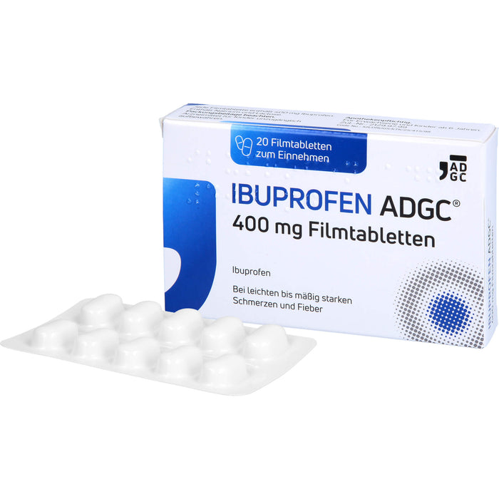 Ibuprofen ADGC 400 mg Filmtabletten bei Schmerzen oder Fieber, 20 pcs. Tablets