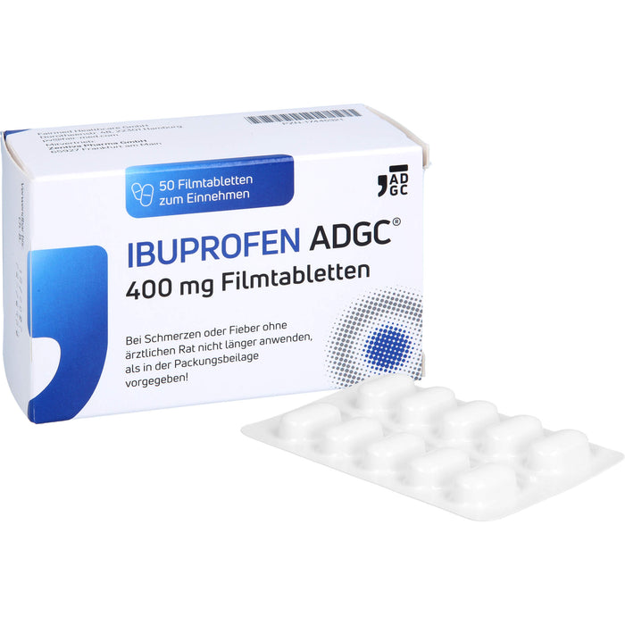 Ibuprofen ADGC 400 mg Filmtabletten bei Schmerzen oder Fieber, 50 St. Tabletten