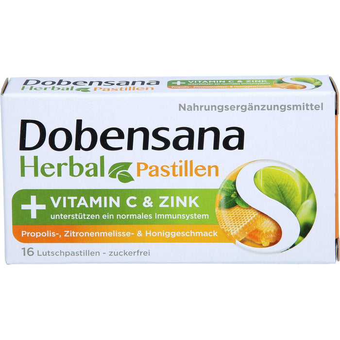 Dobensana Herbal Lutschpastillen mit Honiggeschmack Vitamin C Zink, 16 St. Pastillen