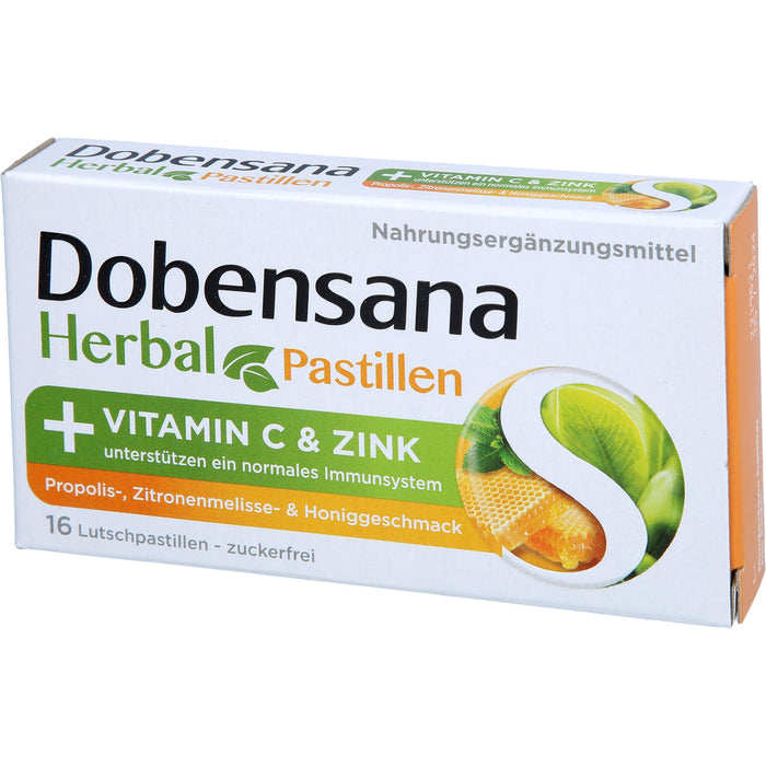 Dobensana Herbal Lutschpastillen mit Honiggeschmack Vitamin C Zink, 16 St. Pastillen