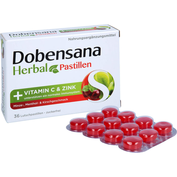 Dobensana Herbal Kirschges. Vit C Zink Pastille, 36 St LUP