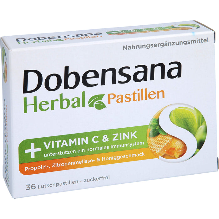 Dobensana Herbal Lutschpastillen mit  Honiggeschmack Vitamin C Zink, 36 pcs. Pastilles