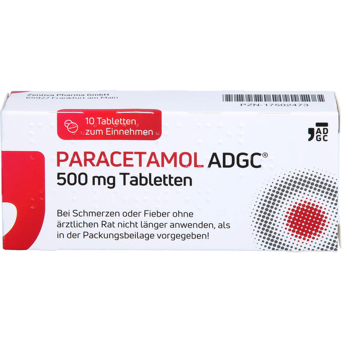 Paracetamol ADGC 500 mg Tabletten bei Schmerzen oder Fieber, 10 pcs. Tablets