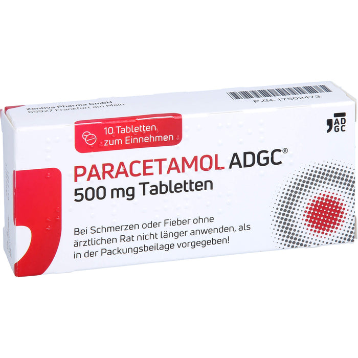 Paracetamol ADGC 500 mg Tabletten bei Schmerzen oder Fieber, 10 pc Tablettes