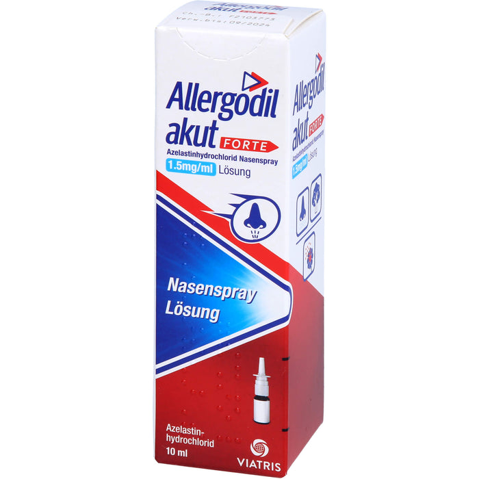 Allergodil akut forte 1,5 mg/ml Nasenspray gegen Heuschnupfen & nicht-saisonale allergische Rhinitis, 10 ml Solution
