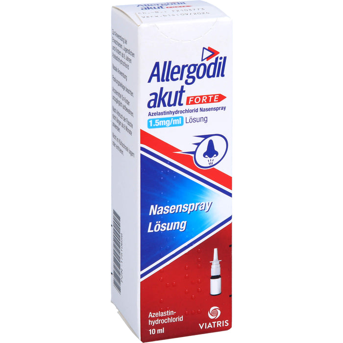 Allergodil akut forte 1,5 mg/ml Nasenspray gegen Heuschnupfen & nicht-saisonale allergische Rhinitis, 10 ml Solution