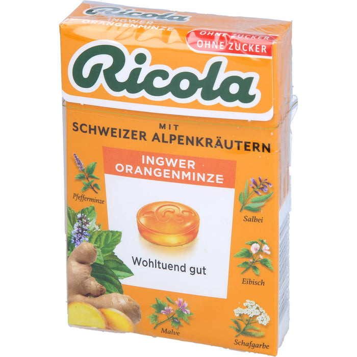 Ricola Ingwer Orangenminze Bonbons ohne Zucker, 50 g Candies