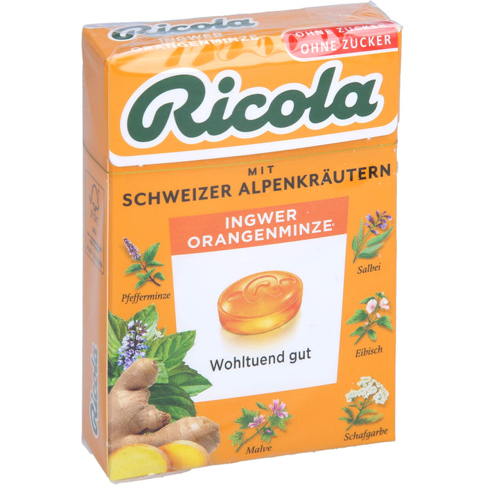 Ricola Ingwer Orangenminze Bonbons ohne Zucker, 50 g Candies