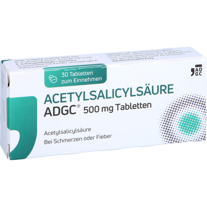 Acetylsalicylsäure ADGC 500 mg Tabletten bei Schmerzen oder Fieber, 30 pcs. Tablets