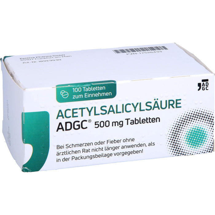 Acetylsalicylsäure ADGC 500mg bei leichten bis mäßigen Schmerzen und Fieber, 100 St. Tabletten