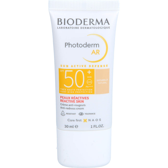 BIODERMA Photoderm AR LSF 50+ anti-Rötungen Sonnenschutz für das Gesicht bei Rosazea, bei empfindlicher, zu Rötungen neigender und reaktiver Haut, 30 ml Crème