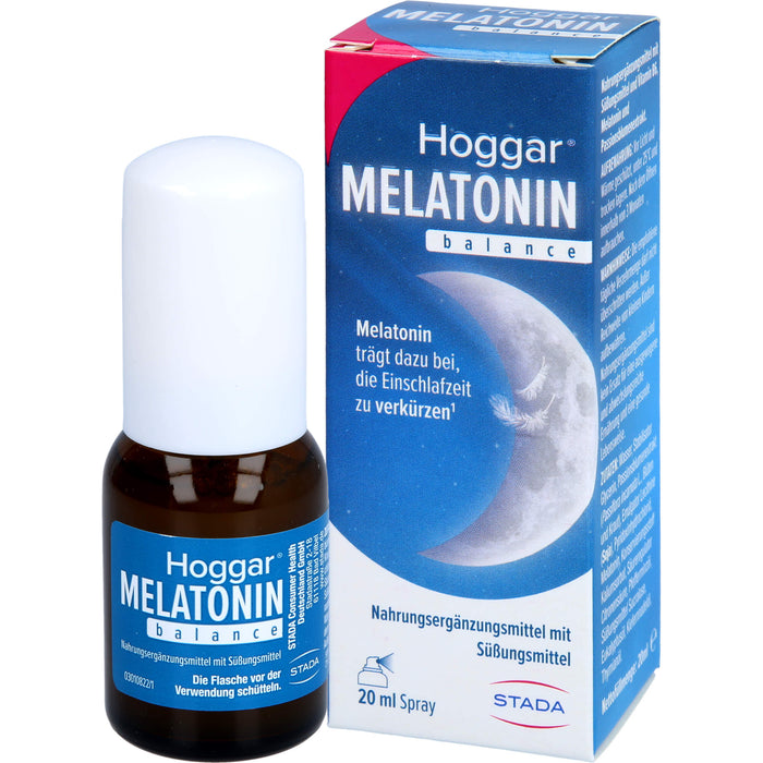 Hoggar Melatonin balance Einschlafspray trägt dazu bei die Einschlafzeit zu reduzieren, 20 ml Lösung