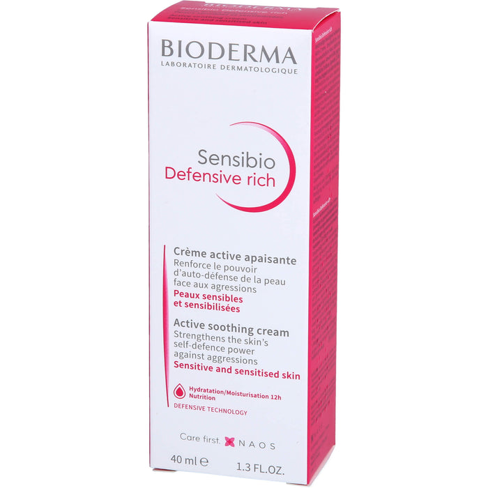 BIODERMA Sensibio Defensive rich Creme stärkt die Haut gegen Umwelteinflüsse, 40 ml Cream