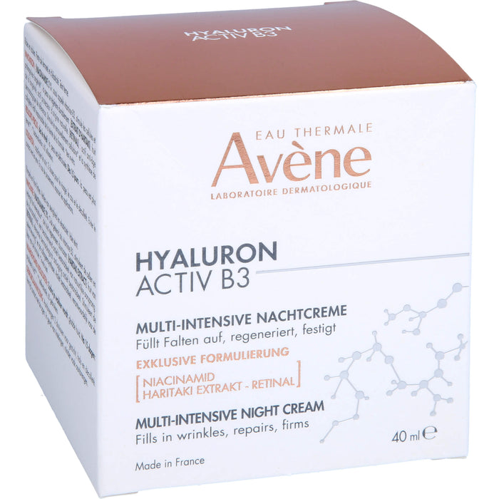 Avène Hyaluron Activ B3 Multi-intensive Nachtcreme - Anti-Aging Pflege gegen Falten mit Niacinamid, 40 ml Crème