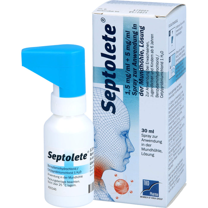 Septolete 1,5 mg/ml + 5 mg/ml Spray zur Anwendung in der Mundhöhle, Lösung, 30 ml SPR