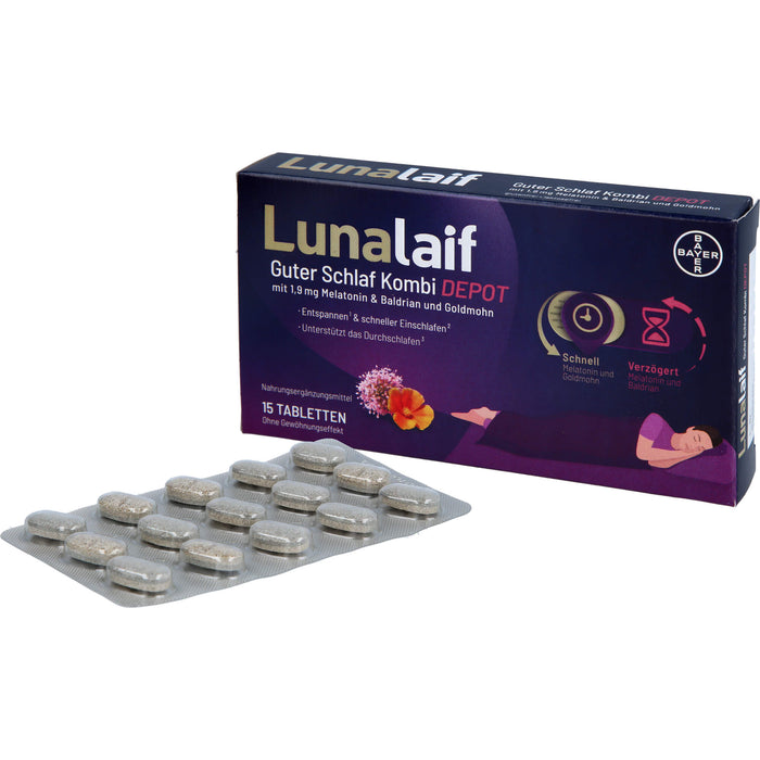 Lunalaif Guter Schlaf Kombi Depot mit 1,9 mg Melatonin Tabletten, 15 pcs. Tablets