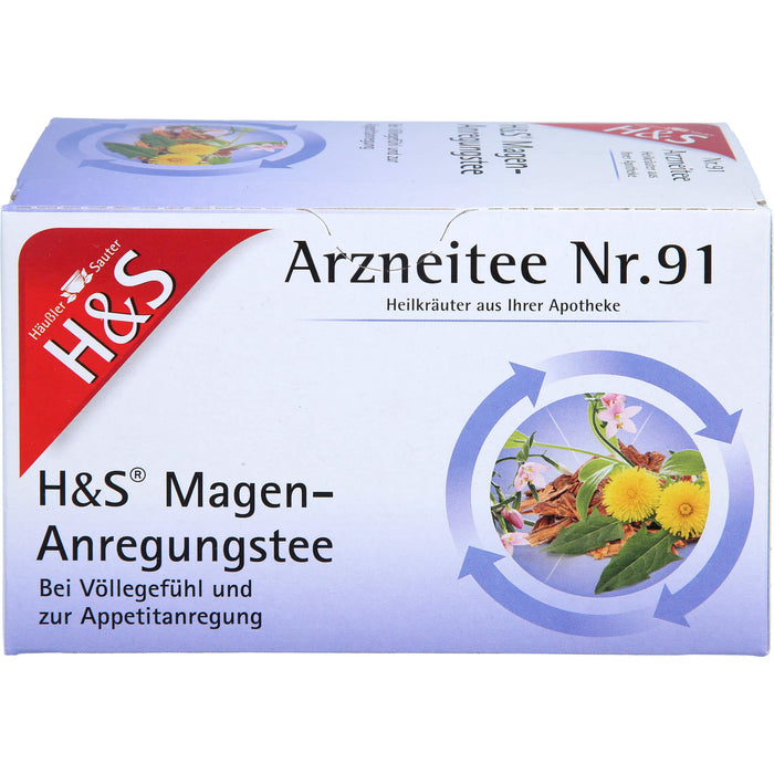 H&S Magen-Anregungstee Arzneitee Nr. 91 bei Völlegefühl und zur Appetitanregung, 20 pcs. Filter bag