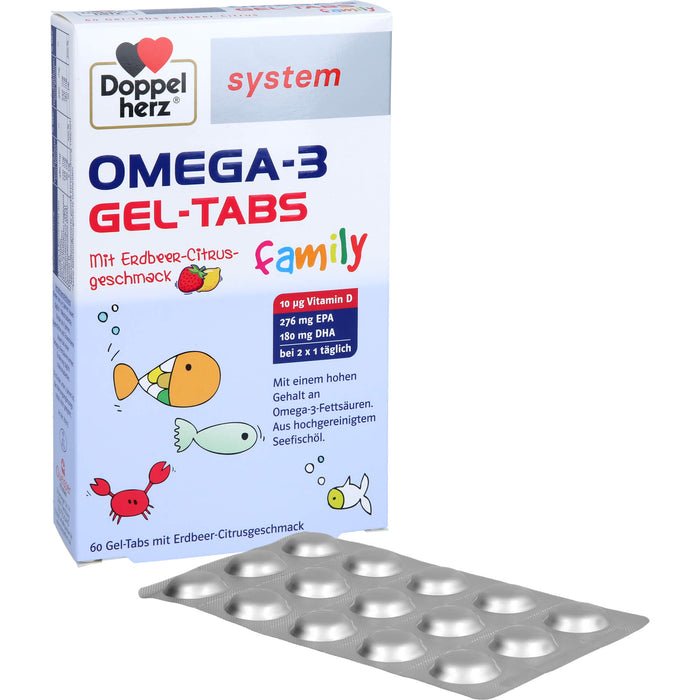 Doppelherz Omega-3 Gel-Tabs family Erdb.-Ci system, 60 St KTA