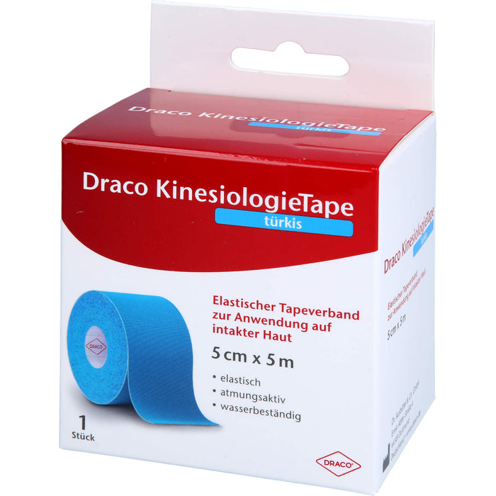 Draco KinesiologieTape 5 cm x 5 m türkis elastischer Tapeverband, 1 St. Verband