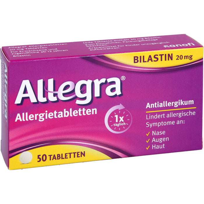 Allegra 20 mg Allergietabletten lindert allergische Symptome, 50 pc Tablettes