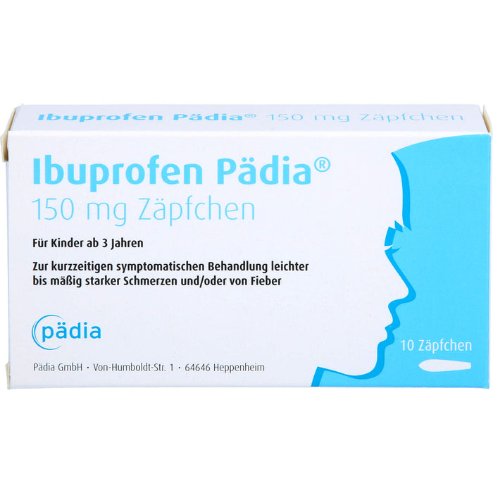 Pädia Ibuprofen 150 mg Zäpfchen bei Schmerzen und Fieber, 10 St. Zäpfchen