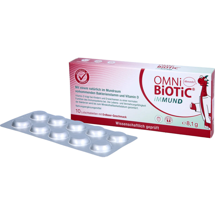 OMNi-BiOTiC iMMUND Lutschtabletten mit Erdbeer-Geschmack trägt zu einer normalen Funktion des Immunsystems bei, 10 pcs. Tablets