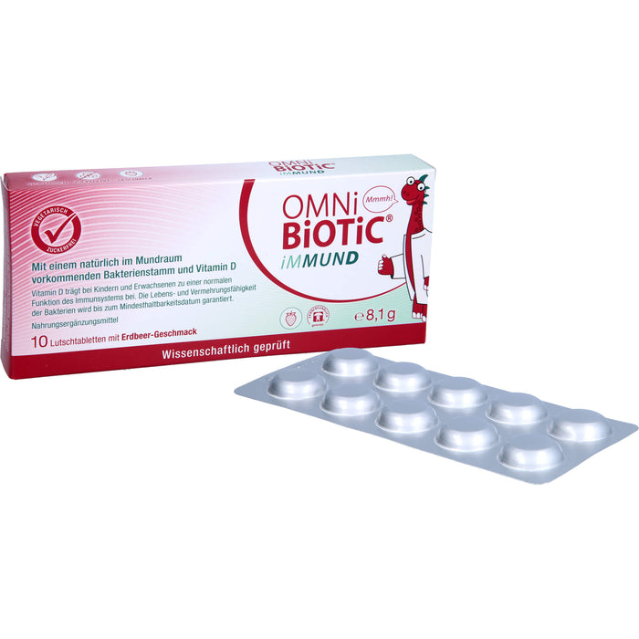 OMNi-BiOTiC iMMUND Lutschtabletten mit Erdbeer-Geschmack trägt zu einer normalen Funktion des Immunsystems bei, 10 pc Tablettes