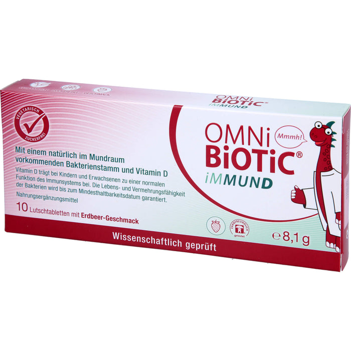 OMNi-BiOTiC iMMUND Lutschtabletten mit Erdbeer-Geschmack trägt zu einer normalen Funktion des Immunsystems bei, 10 pcs. Tablets