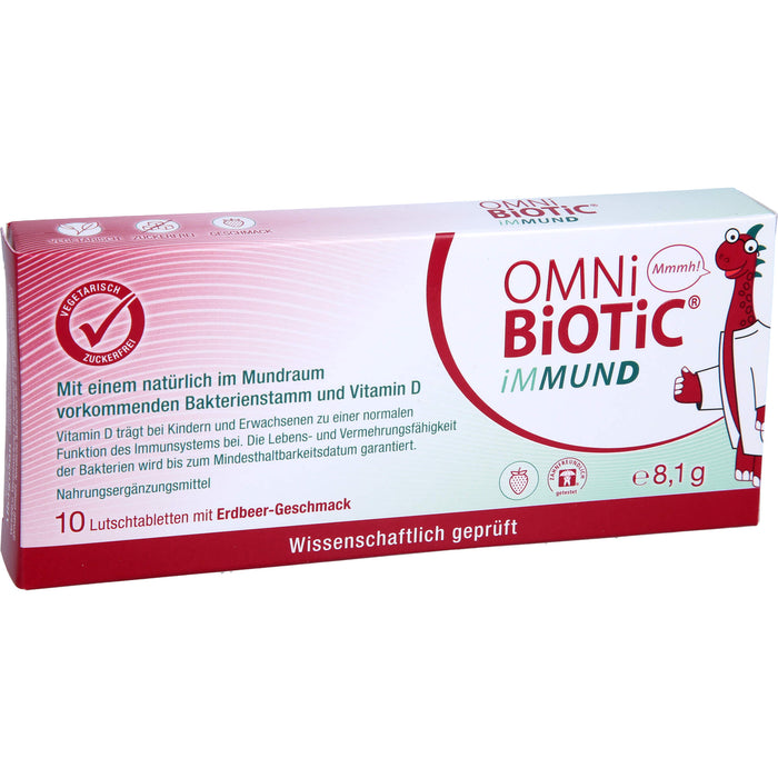 OMNi-BiOTiC iMMUND Lutschtabletten mit Erdbeer-Geschmack trägt zu einer normalen Funktion des Immunsystems bei, 10 pc Tablettes