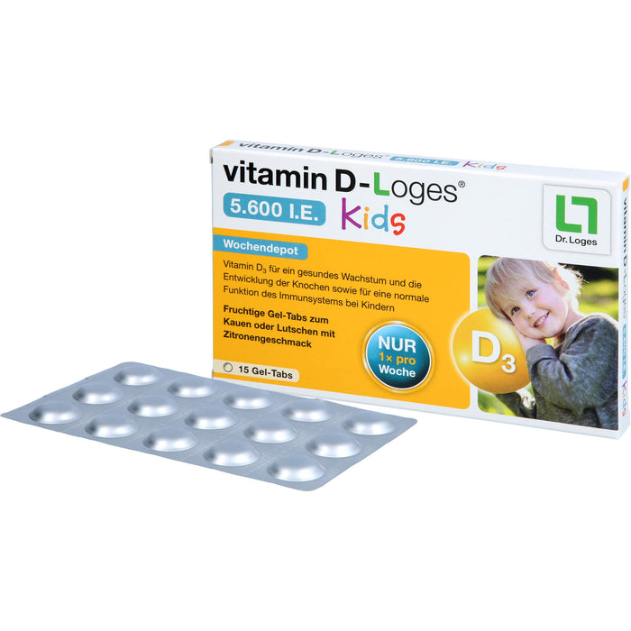 Vitamin D-loges 5.600 I.E Kids fruchtige Gel-Tabs, 15 pc Bonbons de gomme