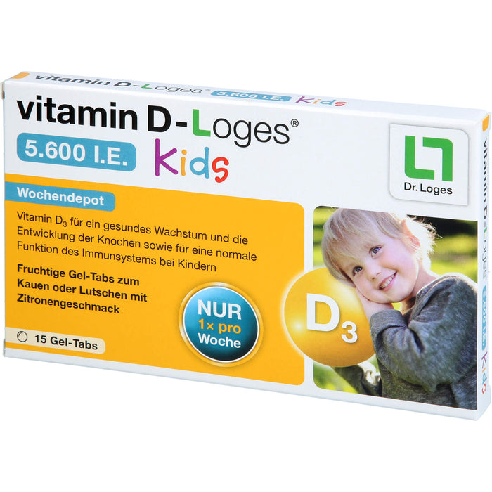 Vitamin D-loges 5.600 I.E Kids fruchtige Gel-Tabs, 15 St. Gummidrops