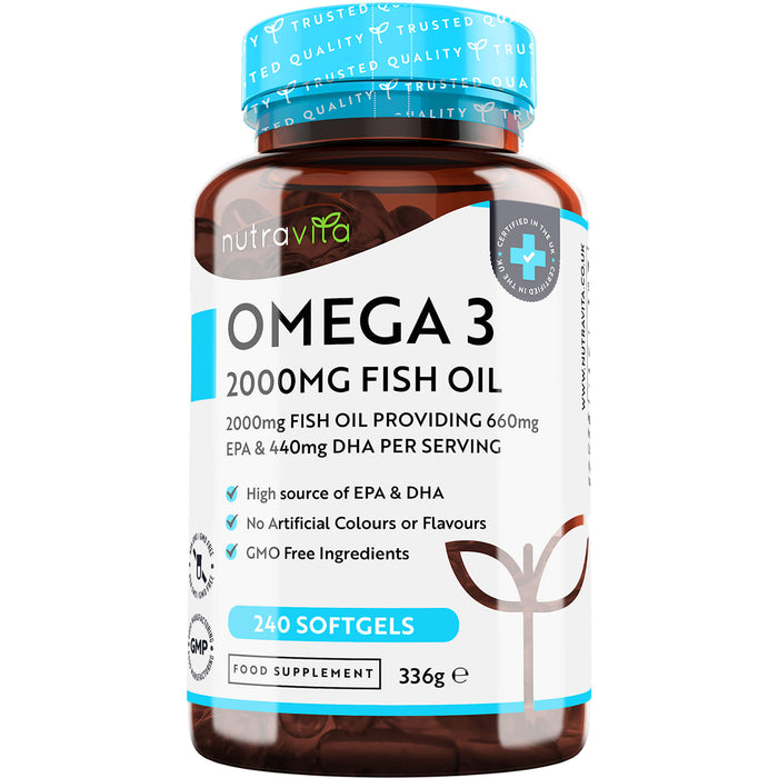 Omega 3 2000mg Fischöl 660mg EPA+440mg DHA Tagesdo, 240 St WKA
