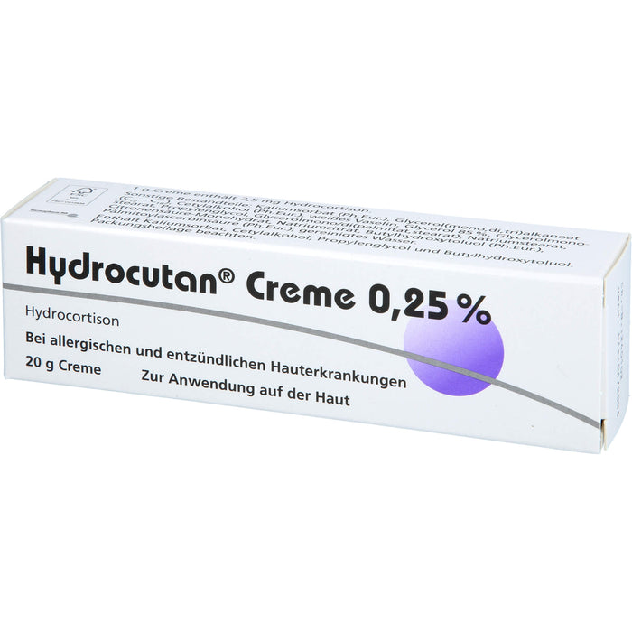 Hydrocutan Creme 0,25 % bei allergischen und entzündlichen Hauterkrankungen, 20 g Cream