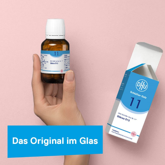 DHU Schüßler-Salz Nr. 11 Silicea D6 – Das Mineralsalz der Haare, der Haut und des Bindegewebes – das Original – umweltfreundlich im Arzneiglas, 420 pc Tablettes