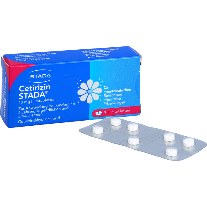 Cetirizin STADA 10 mg Filmtabletten zur symptomatischen Behandlung allergischer Erkrankungen, 7 pc Tablettes