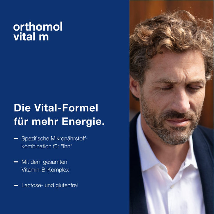 Orthomol Vital m für Männer - bei Müdigkeit - mit B-Vitaminen und Omega-3-Fettsäuren - Orangen-Geschmack - Granulat/Tabletten/Kapseln, 15 St. Tagesportionen