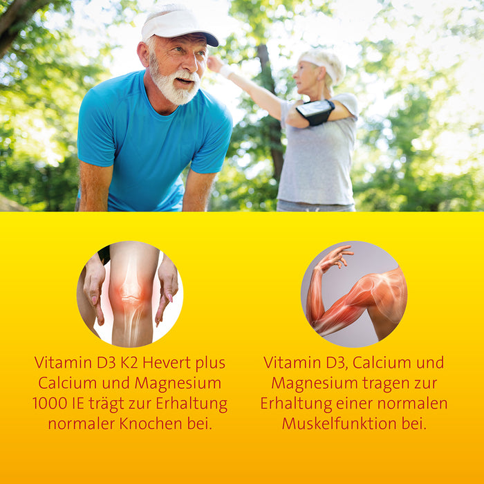 Vitamin D3 K2 Hevert plus Calcium und Magnesium 1.000 I.E. mit 4-fach Osteo-Formel für gesunde Knochen und Muskeln, 60 St. Kapseln