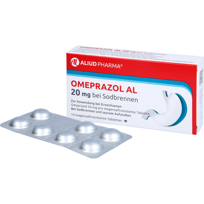 Omeprazol AL 20 mg Tabletten bei Sodbrennen, 14 pc Tablettes