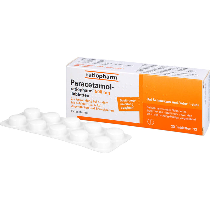 Paracetamol-ratiopharm 500 mg Tabletten, 20 pc Tablettes