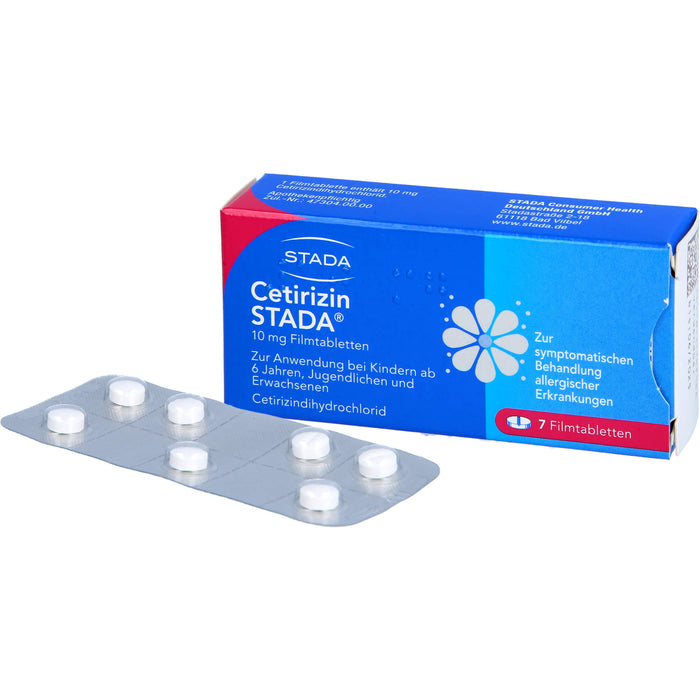 Cetirizin STADA 10 mg Filmtabletten zur symptomatischen Behandlung allergischer Erkrankungen, 7 pcs. Tablets