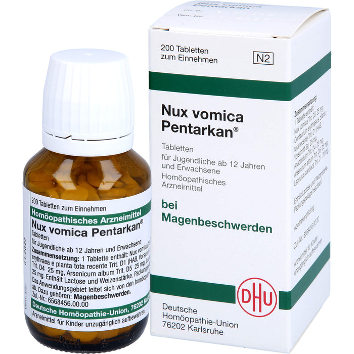 DHU Nux vomica Pentarkan Tabletten bei Magenbeschwerden, 200 pcs. Tablets