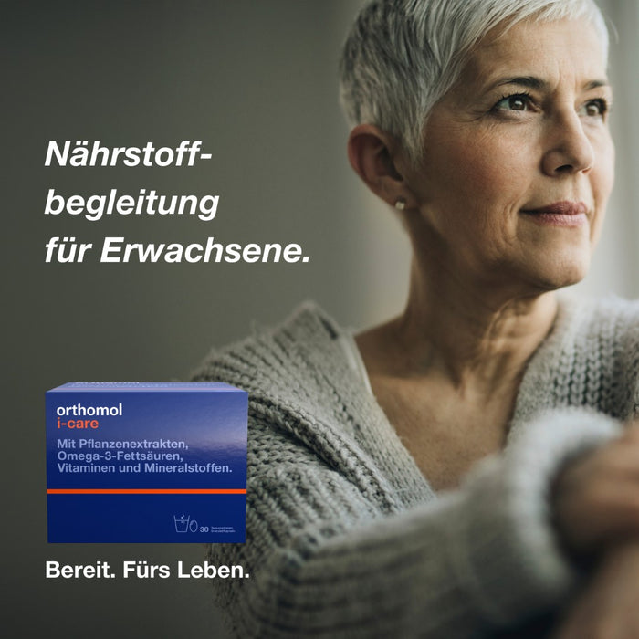 Orthomol i-CAre - Nahrungsergänzungsmittel mit Pflanzenextrakten, Omega-3-Fettsäuren, Vitaminen und Mineralstoffen - Granulat/Kapseln, 30 pcs. Daily portions