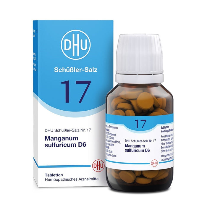 DHU Schüßler-Salz Nr. 17 Manganum sulfuricum D6 – Das Mineralsalz der Blutbildung – das Original – umweltfreundlich im Arzneiglas, 200 pcs. Tablets