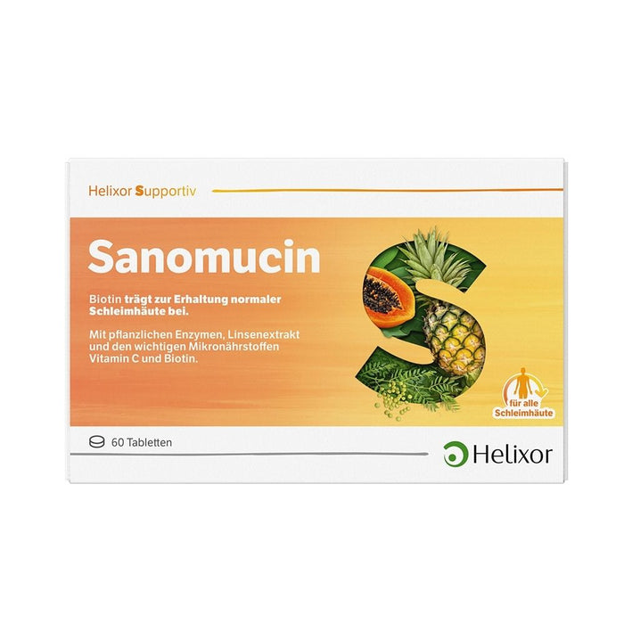 Helixor supportiv Sanomucin - mit pflanzlichen Enzymen, Linsenextrakt und den wichtigen Mikronährstoffen Vitamin C und Biotin, 60 St. Tabletten