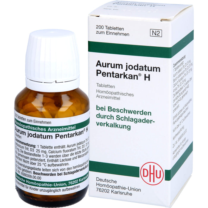 DHU Aurum jodatum Pentarkan H Tabletten bei Beschwerden durch Schlagaderverkalkung, 200 pcs. Tablets